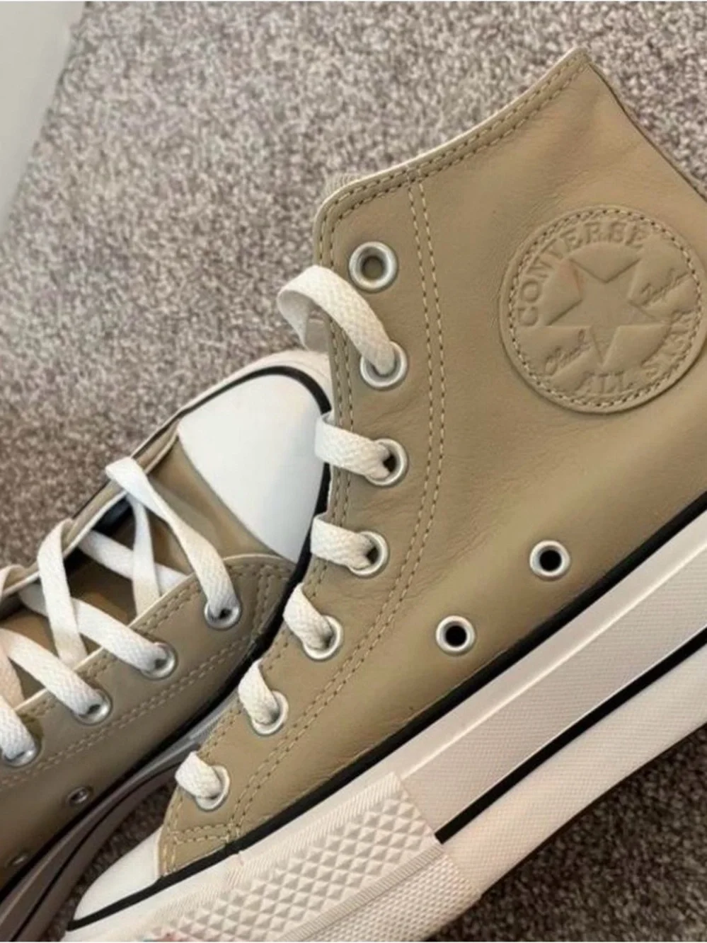 Converse All Star High-Top Sneakers in Beige and White